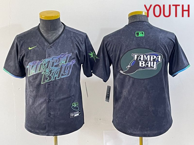 Youth Tampa Bay Rays Blank Nike MLB Limited City Connect Black 2024 Jersey style 2->youth mlb jersey->Youth Jersey